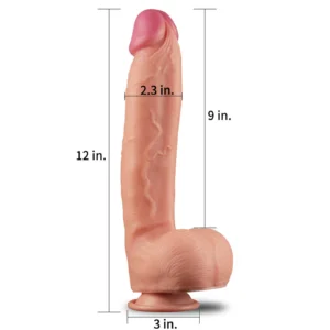 Lovetoy Gigant Realistic Dildo with Balls, 30.5 cm, Flesh Colour, Platinum Silicone