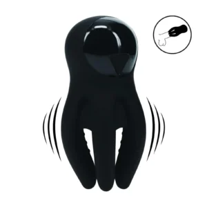 Levelz by Shots Digital Vibrating Silicone Penis Head Stimulator with Tentacles – Black