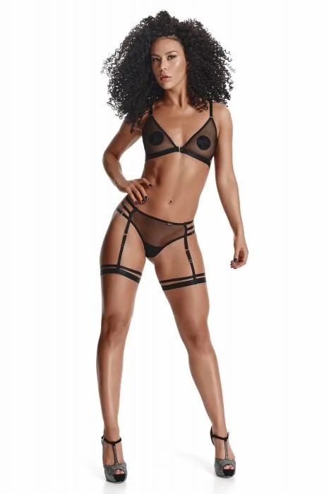 Demoniq LadyX Adora L Lingerie Set with Bra, Thong and Garters