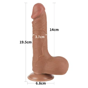 Lovetoy 7.5-inch Sliding Skin Dual-Layer Realistic Dildo – Brown