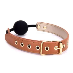 Blaze Elite Ball Gag - BDSM Gag with Silicone Ball, Cognac Color