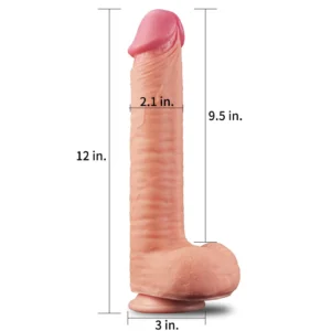 Lovetoy 12" Dual Layered Platinum Silicone Dildo