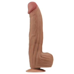 Lovetoy King Sized Sliding Skin Dual Layer Dong - Realistic TPE Dildo, Brown