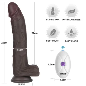 Lovetoy 10" Vibrating Sliding Skin Pro II Silicone Dong – Black