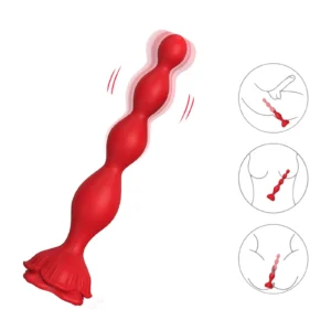 B - Series Joy Rosestick Red Vibrating Anal Plug with 9 Vibration Functions