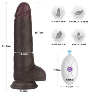 Lovetoy Sliding Skin Pro II Vibrating Silicone Dildo 21.5 cm – Black