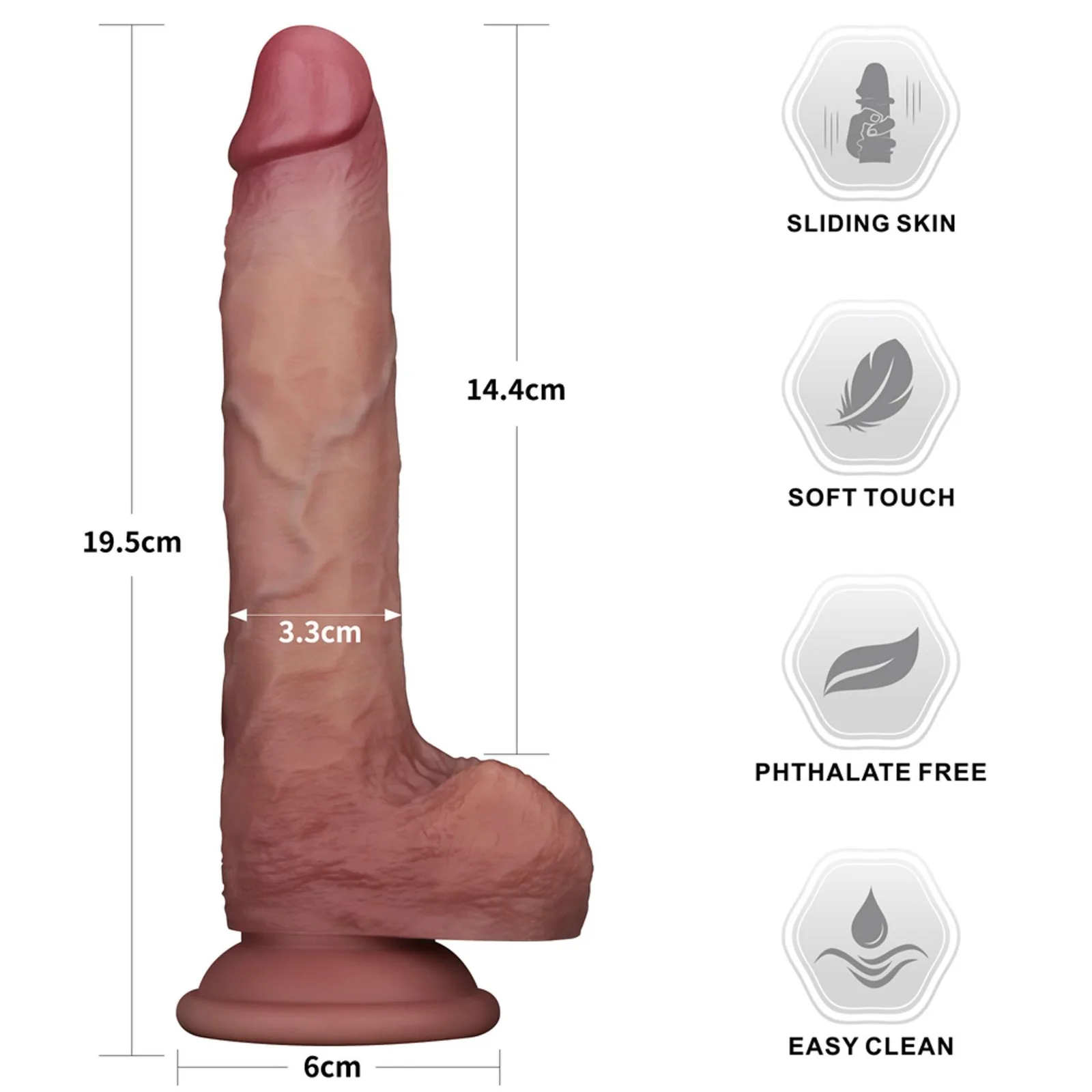 Lovetoy Sliding Skin Pro II 7.5'' Dual Density Silicone Dildo
