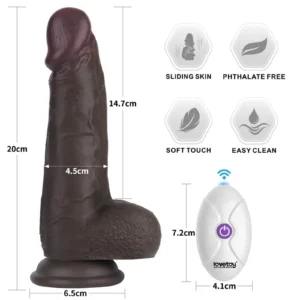 Lovetoy 8" Vibrating Sliding Skin Pro II Silicone Dong with Remote – Black