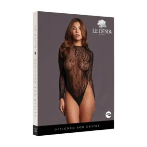 Le Désir Roxy Leopard Mesh Crotchless Bodysuit – One Size, Black