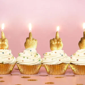 LITTLE GENIE PRODUCTIONS Happy F’ing Birthday Glitter Candle Set