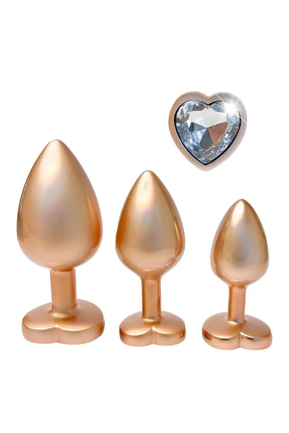 Dream Toys Gleaming Love Matte Gold anal plug set, 3 sizes