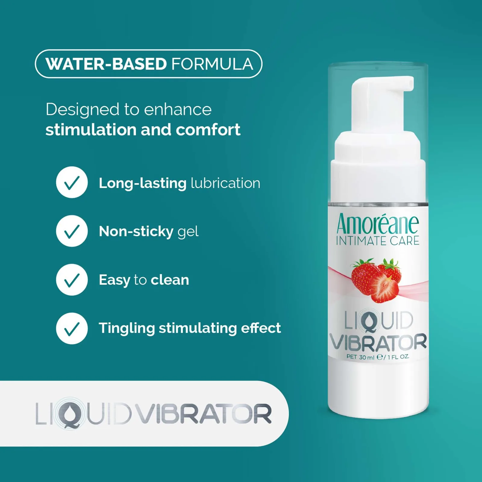 Amoreane Liquid Vibrator Strawberry Water-Based Lubricant 30 ml