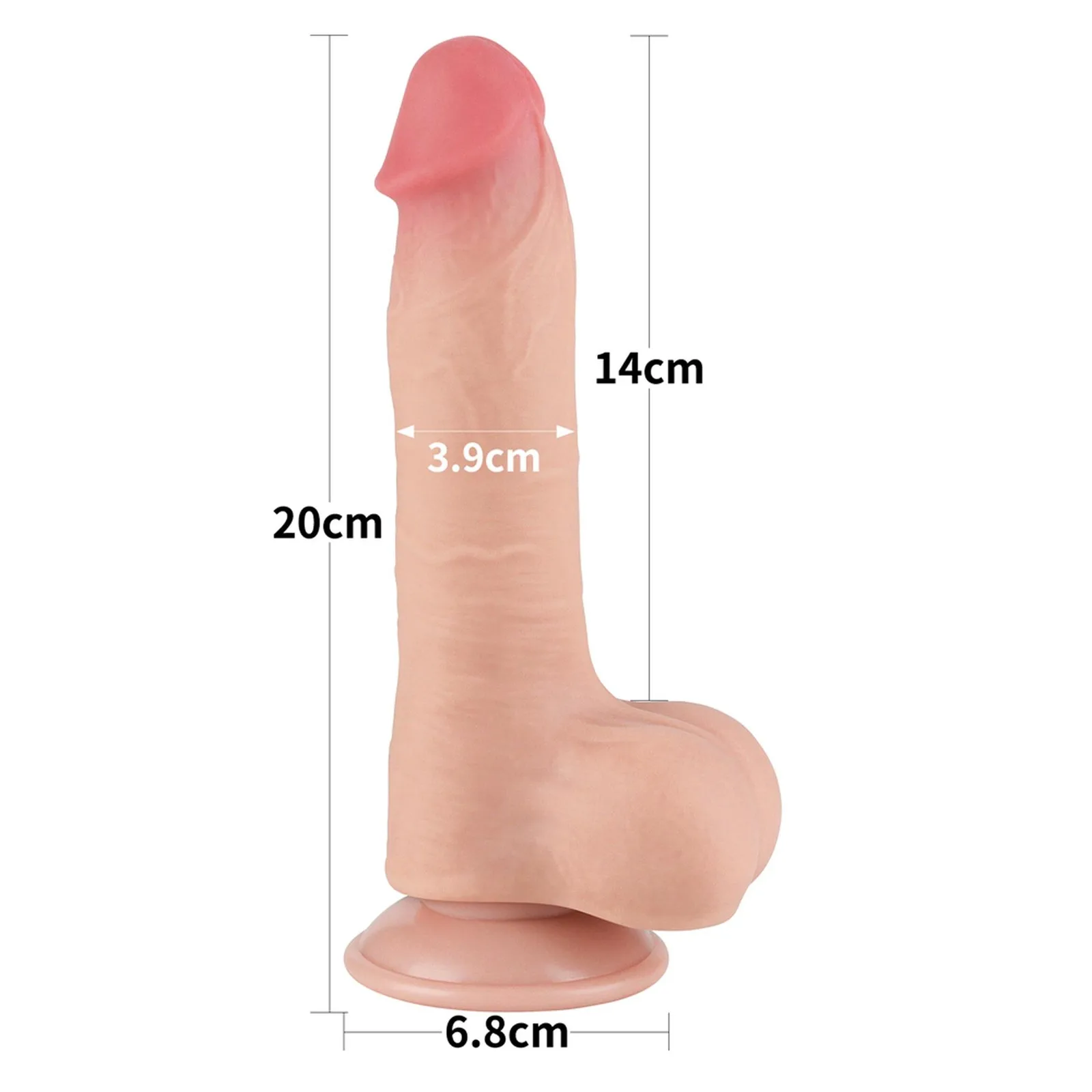 Lovetoy 8'' Sliding Skin Dual Layer Dong Flesh – Realistic Dual-Layer TPE Dildo with Suction Cup