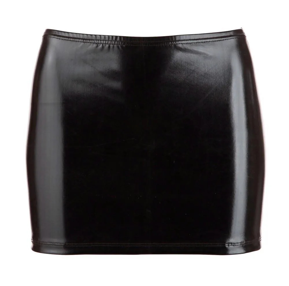 Cottelli PARTY black wet look mini skirt, size L