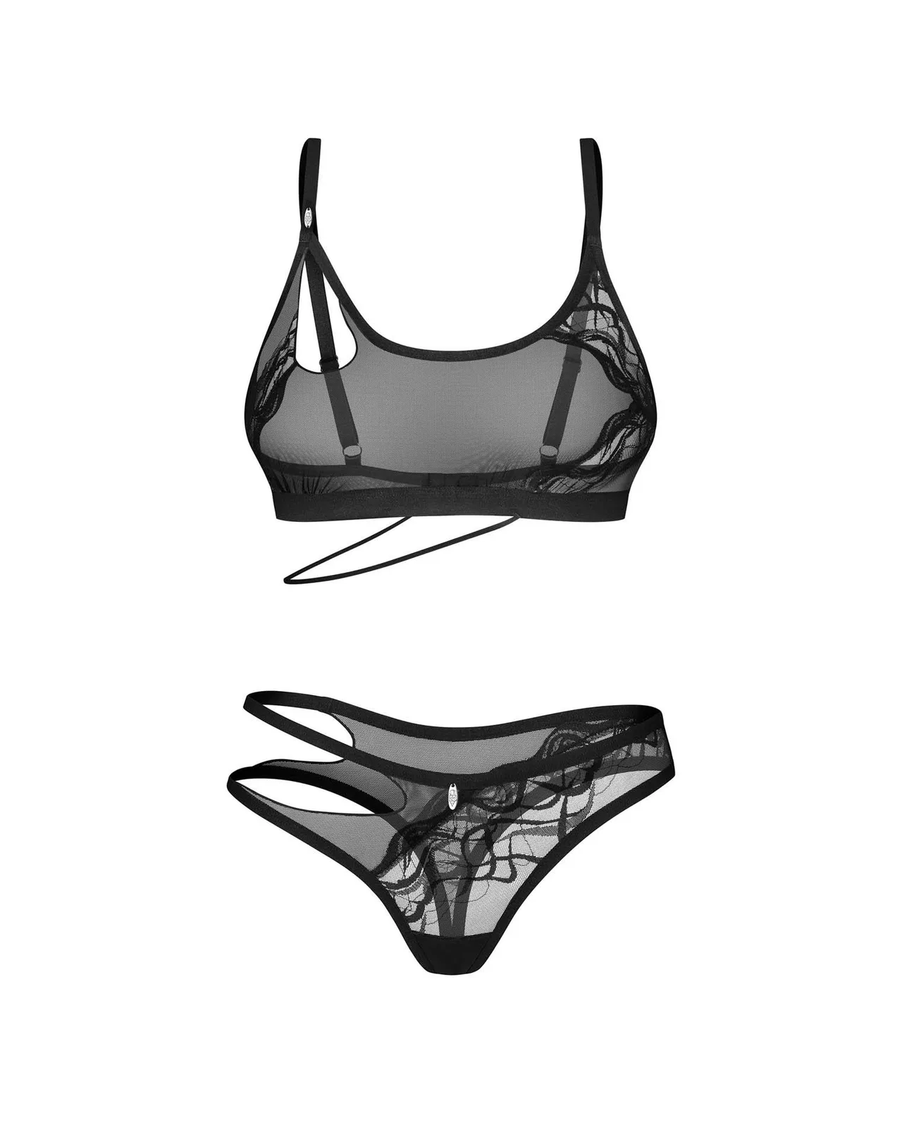 Obsessive Saturis 2-Piece Lingerie Set, Black, L/XL