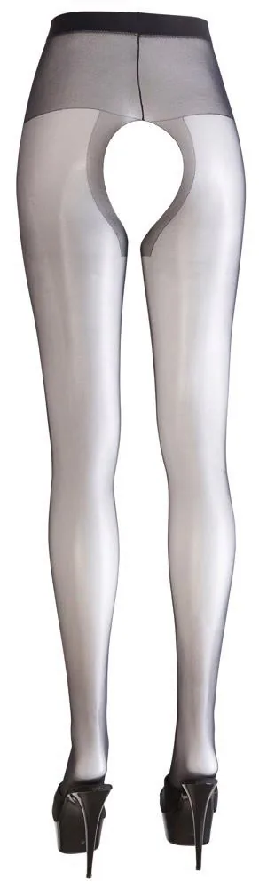 Cottelli LEGWEAR Crotchless Tights 4 — Black Tights with Open Gusset