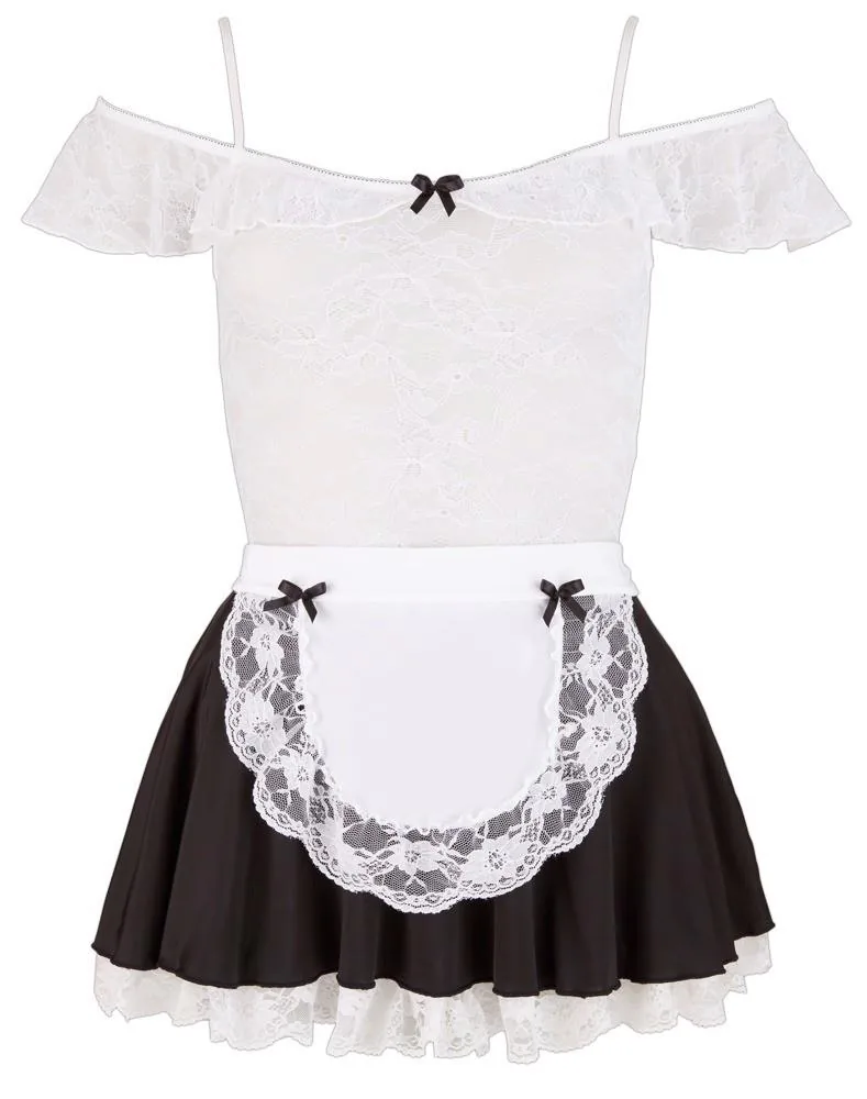 Cottelli COSTUMES Maid's Dress — black and white maid costume with lace trim, size L