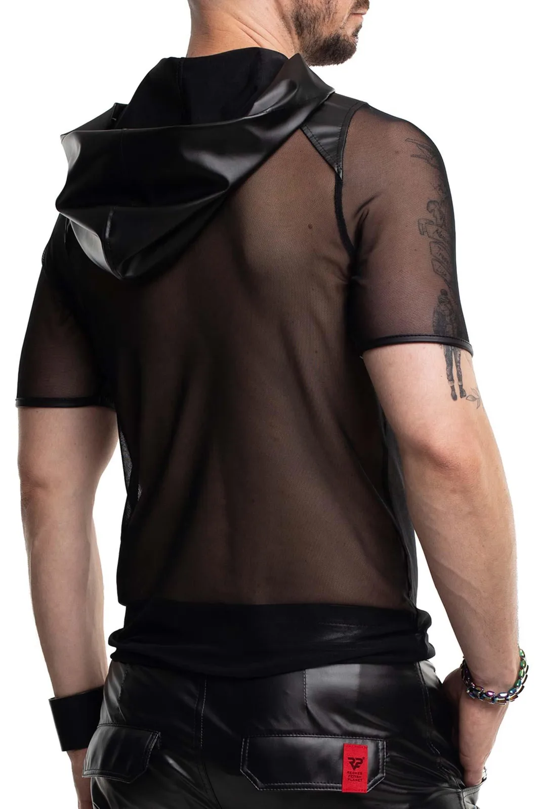 Regnes Fetish Planet RMIvo001 Men's Mesh T-Shirt with Wetlook Details, Size M