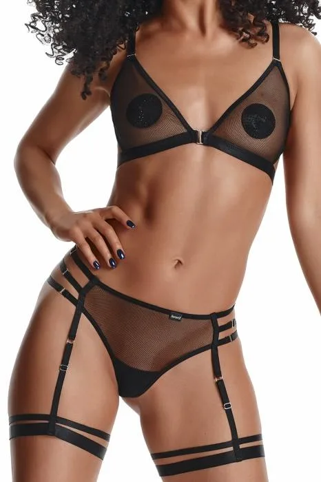 Demoniq LadyX Adora L Lingerie Set with Bra, Thong and Garters