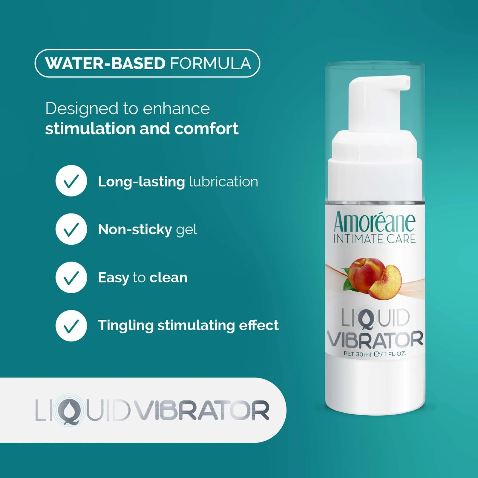 Amoreane Liquid Vibrator Peach 30 ml