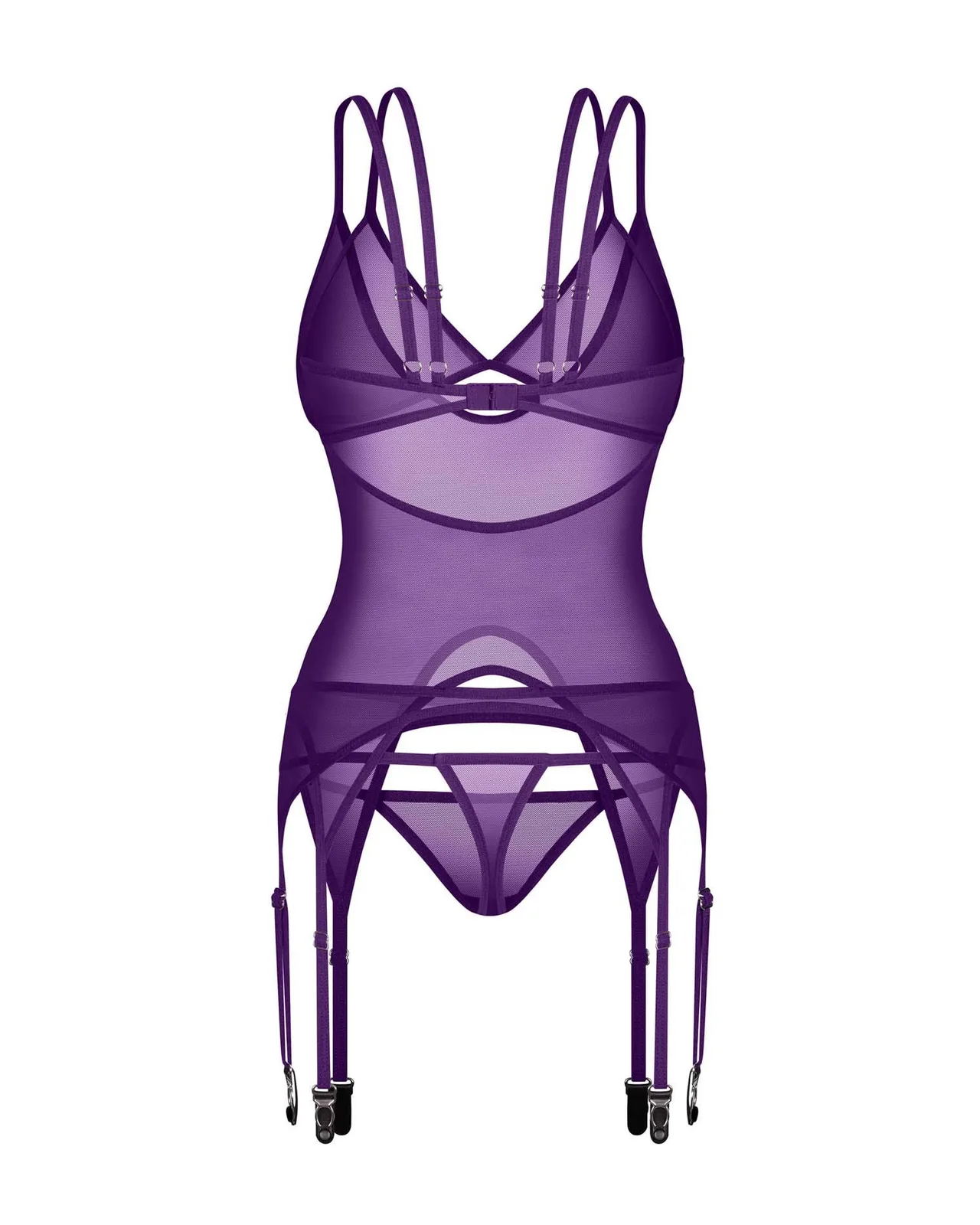 Obsessive Purple Lace-Up Corset and Thong Set L/XL
