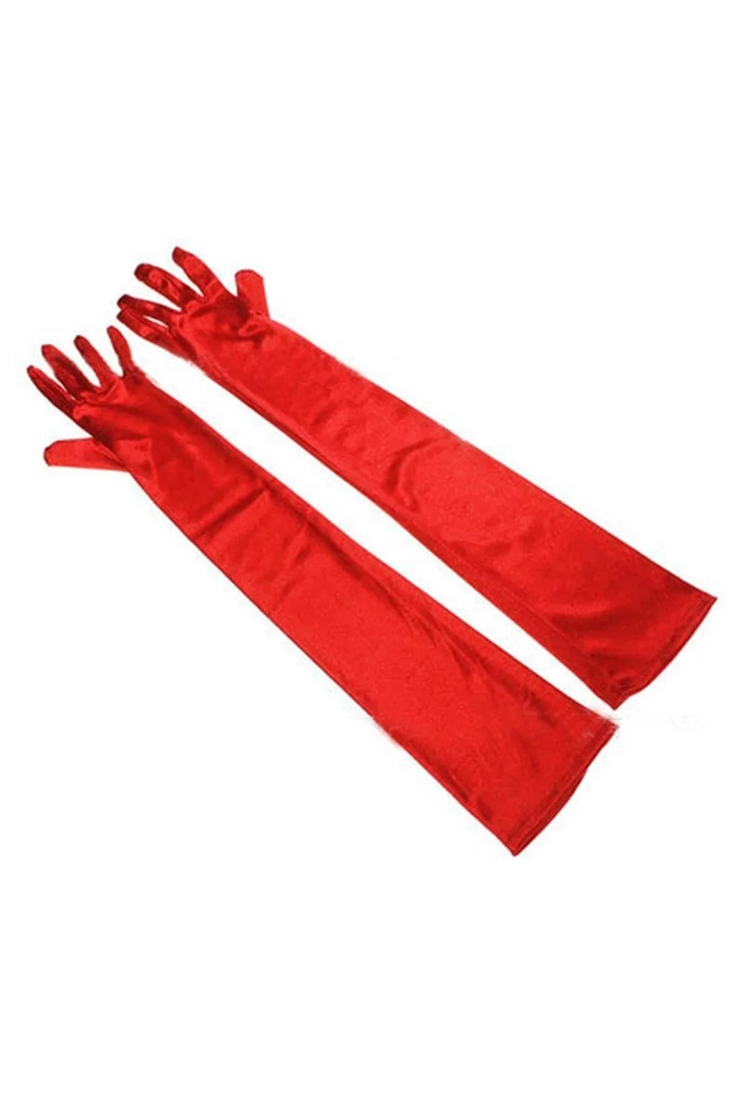 Paris Hollywood Long Satin Gloves in Red, 54 cm – ONE SIZE