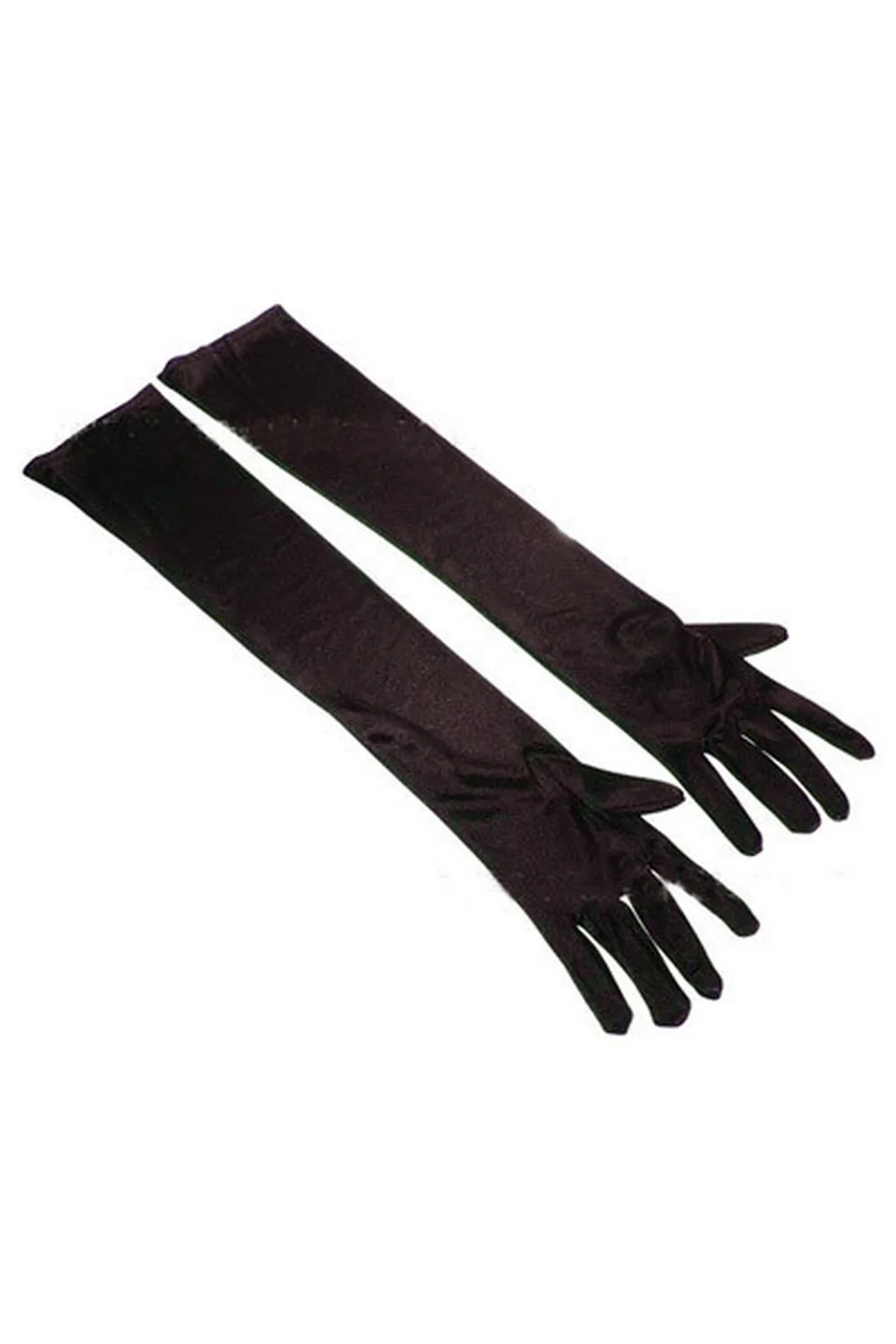Paris Hollywood Long Black Satin Gloves