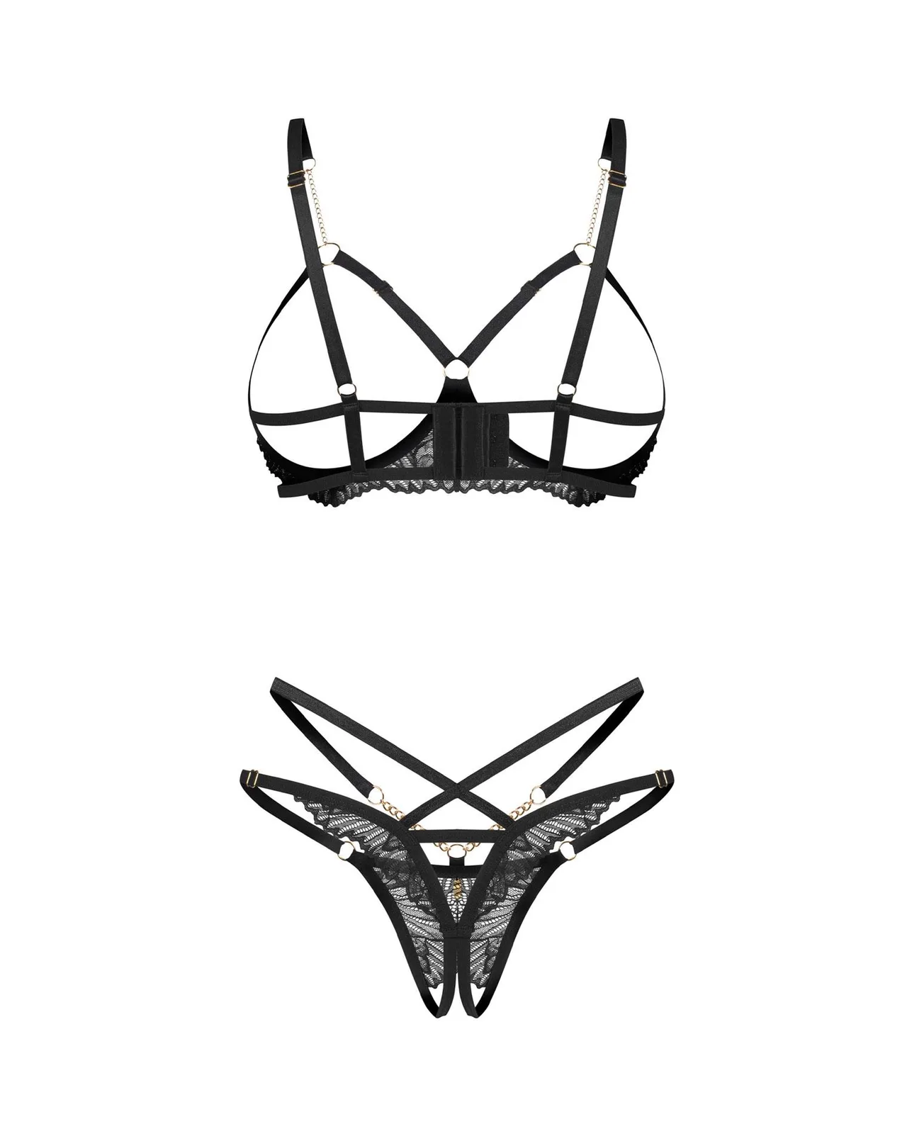 Obsessive Matildea Black Open Two-Piece Lingerie Set, S/M