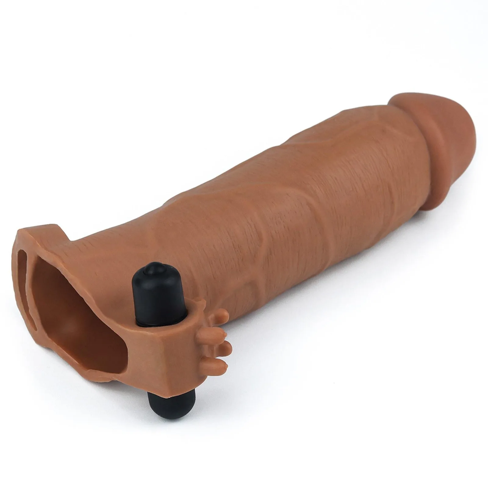 Lovetoy Pleasure X Tender Vibrating Penis Sleeve 3 Inch Extension Brown