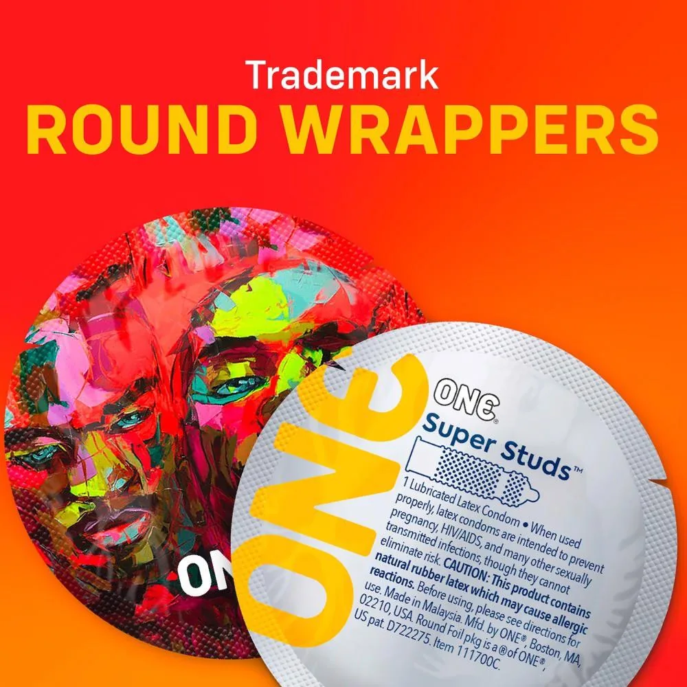 ONE Super Studs — Ribbed Condoms, 12 pcs