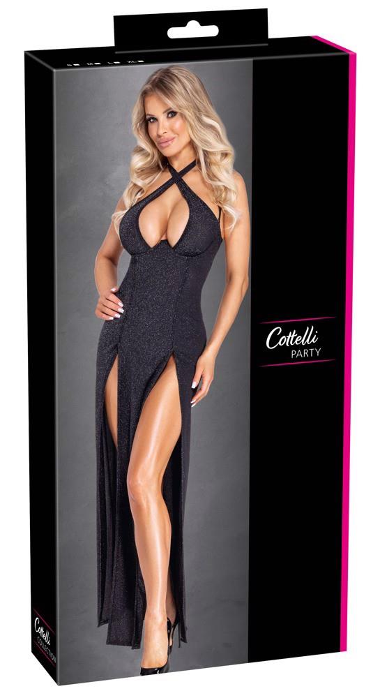 Cottelli PARTY Long Dress XL — long black dress with a silver shimmer