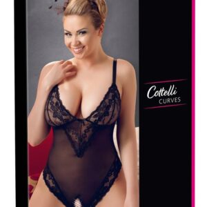 Cottelli CURVES Crotchless Bodysuit 3XL — Open-Bust Bodysuit with Crotch Access